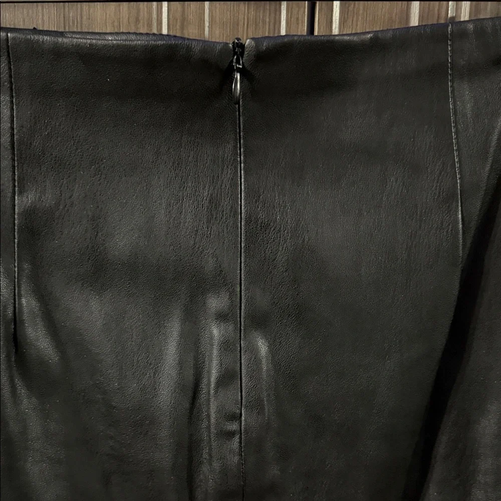 Zara‎ Black Faux Leather Asymmetric Mini Skirt